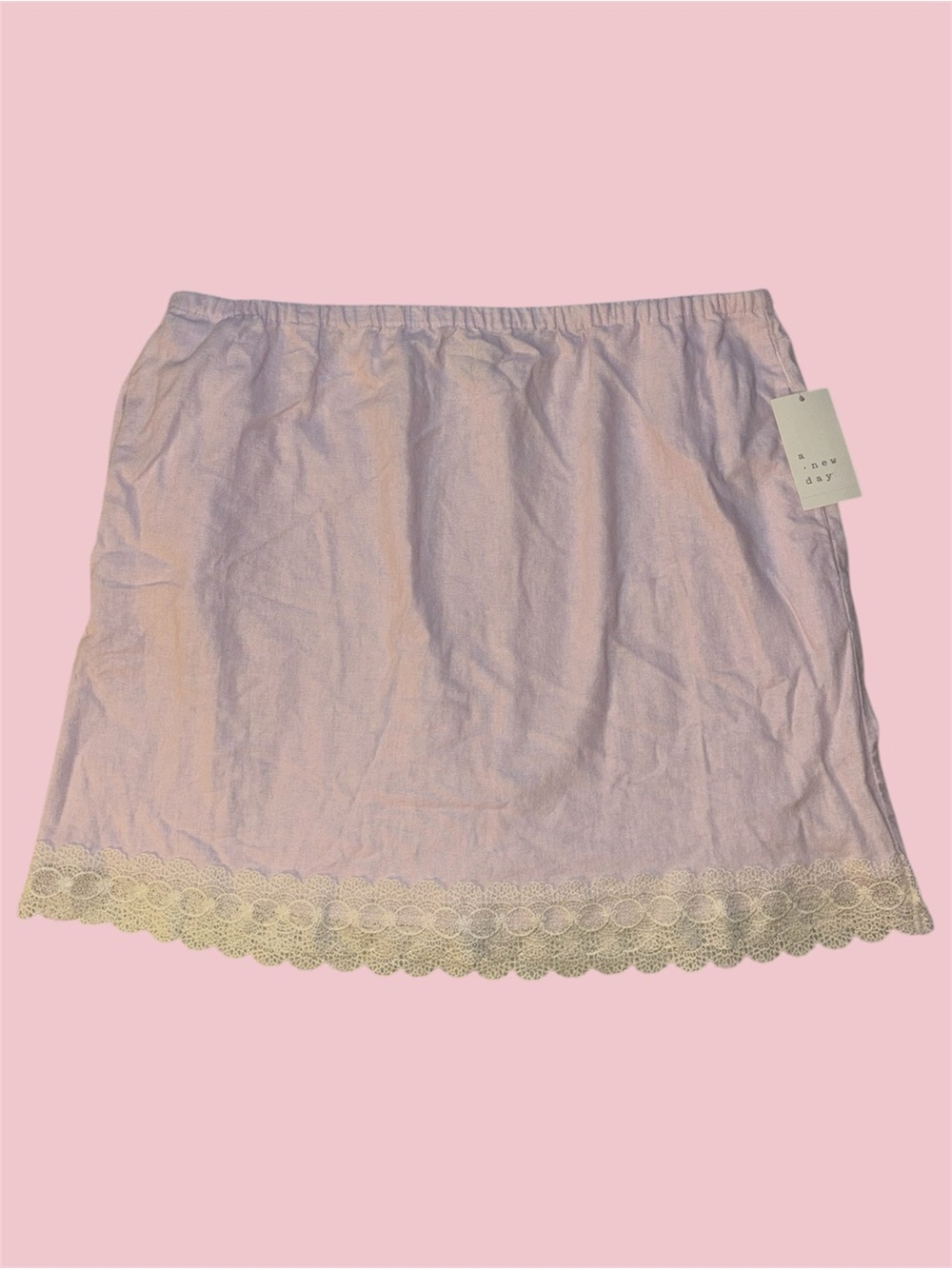 (🎃3 for 12🎃) A New Day Pink and White Lace Hem Mini Skirt